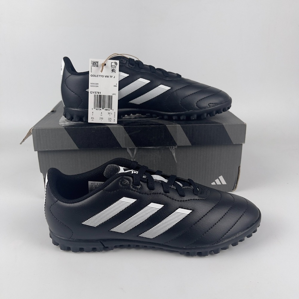 Adidas Goletto VIII TF Soccer Cleats Kids Size 4.5‎ Black White Lace Up GY5781